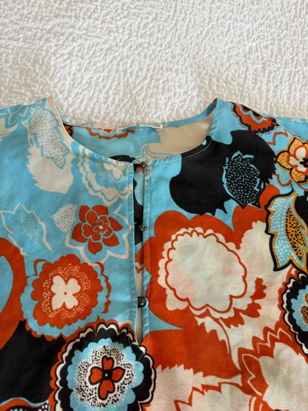 Collective Concepts Blue Orange Black Floral Swim Coverup